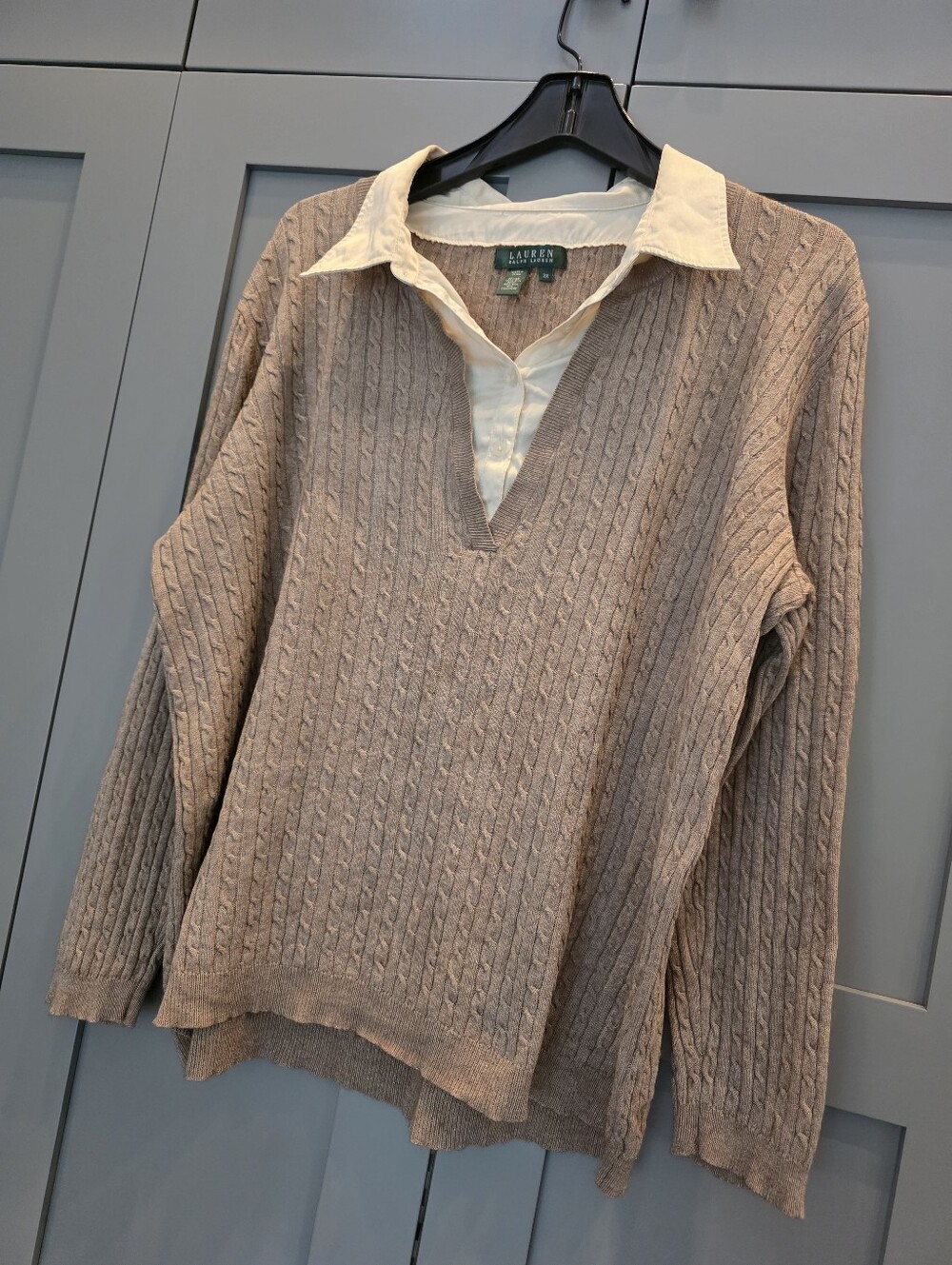 Lauren Ralph Lauren Womens 3x Silk Cashmere Cable Knit Sweater Old Money Preppy